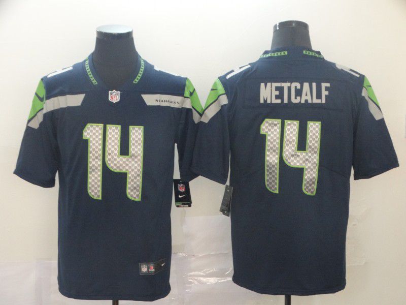 Men Seattle Seahawks #14 Metcalf Blue Nike Vapor Untouchable Limited Player NFL Jerseys